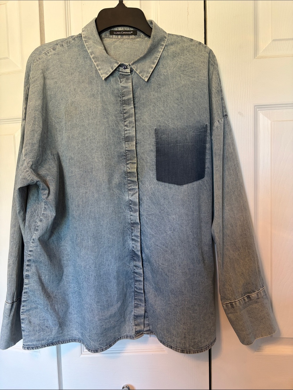 Luca Cerano Women's Light Indigo Washed Denim Button-Down Shirt
